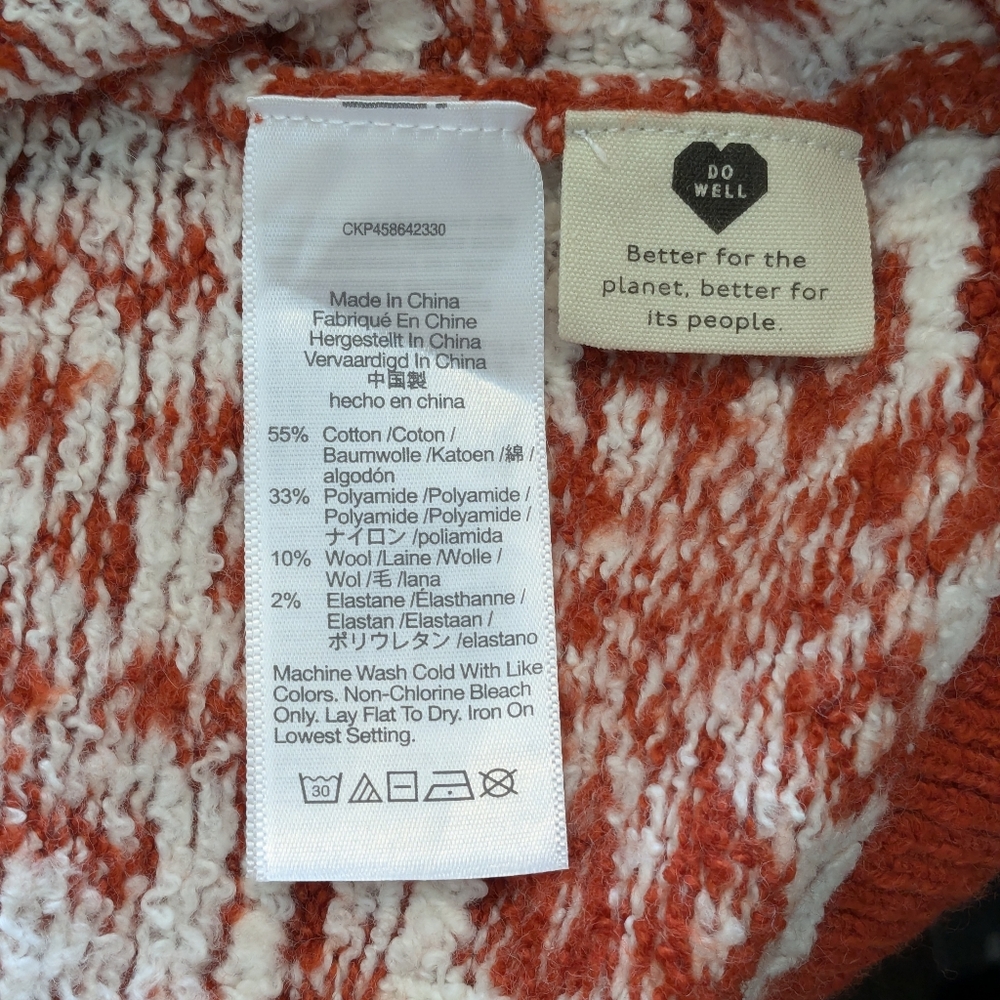 🧡🤍 Madewell Althen Snowflake Patterned Cotton Wool Blend Sweater, XXS, NWT - Picture 4 of 11
